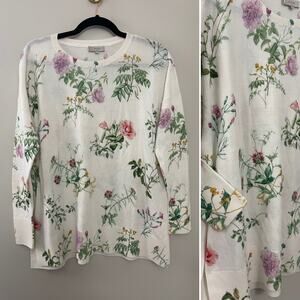Hobbs London‎ Classic Feminine 100% Cotton Botanical Floral Boxy Sweater M $275